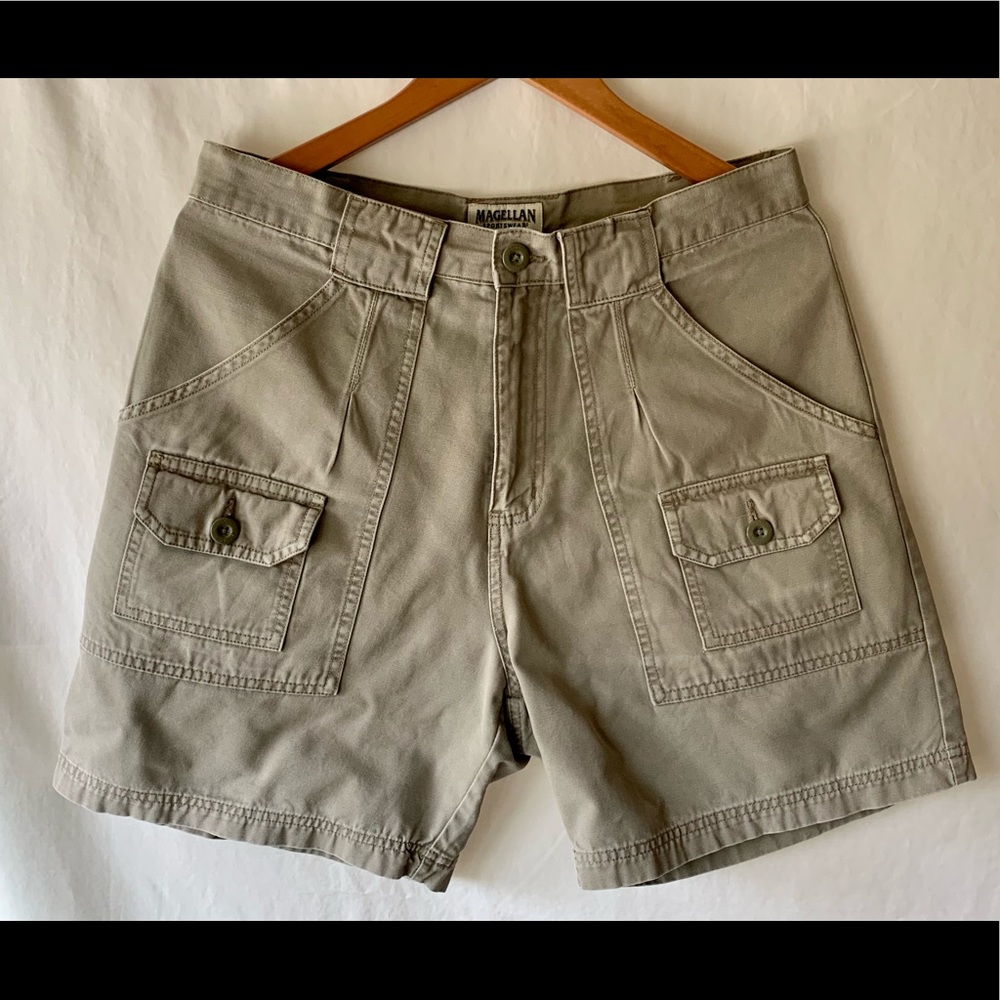 Magellan SAFARI Canvas Cargo Shorts : Khaki 33 x 7